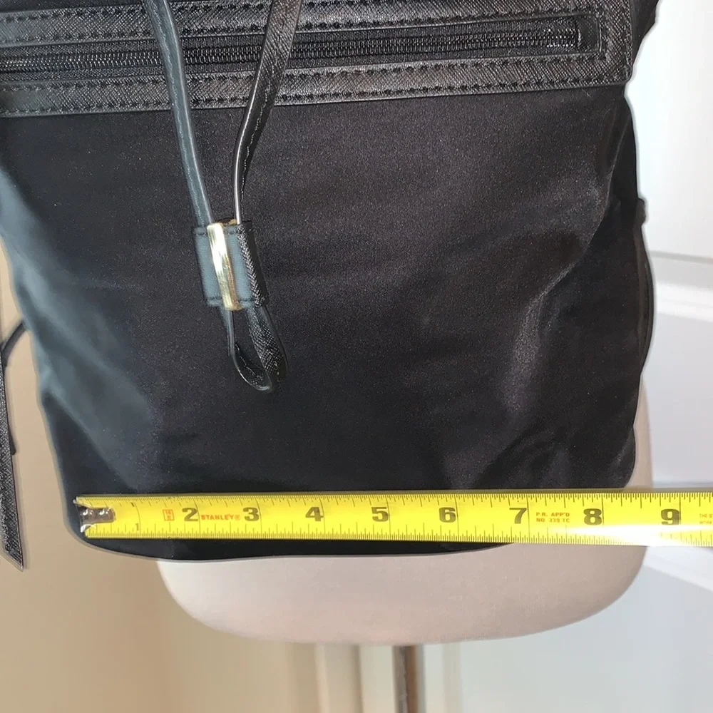 TORY BURCH GORGEOUS DRAWSTRING NYLON MAGNET CLOSE JET BLACK BACKPACK